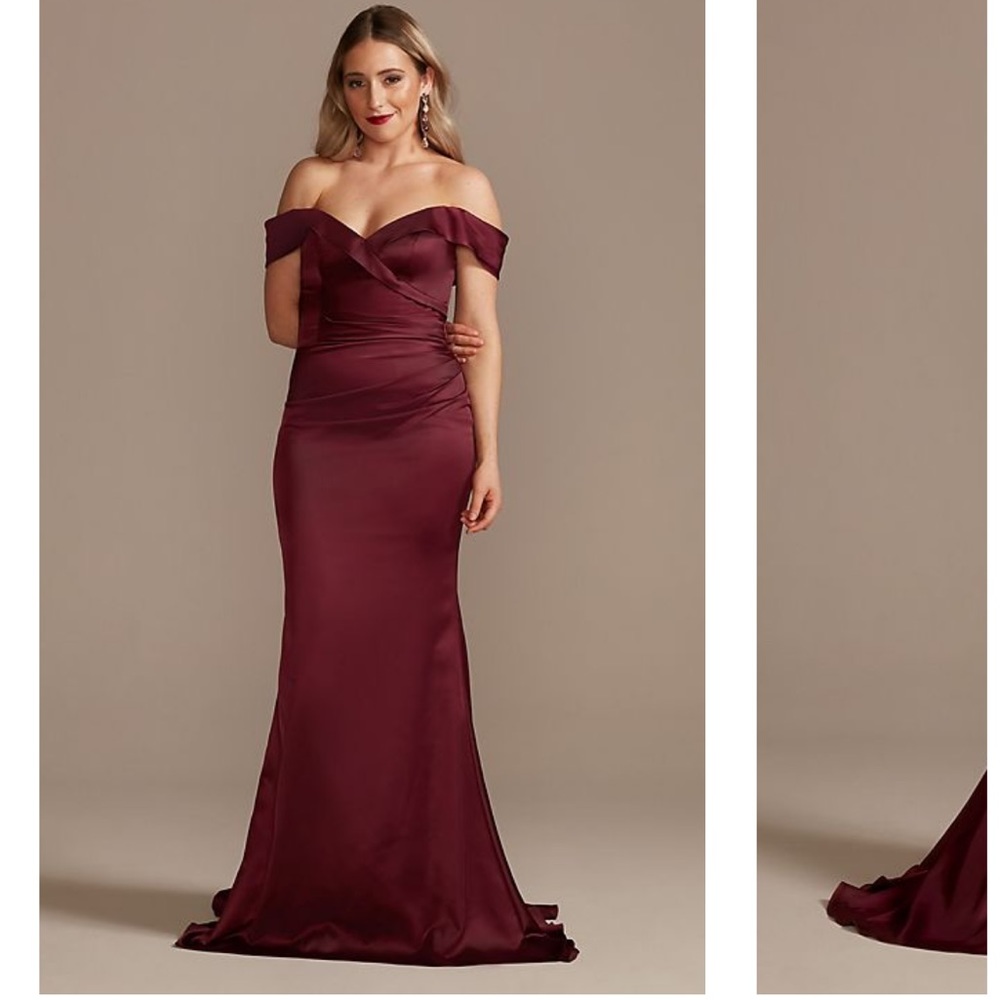 satin off-the-shoulder mermaid bridesmaid dress size 18